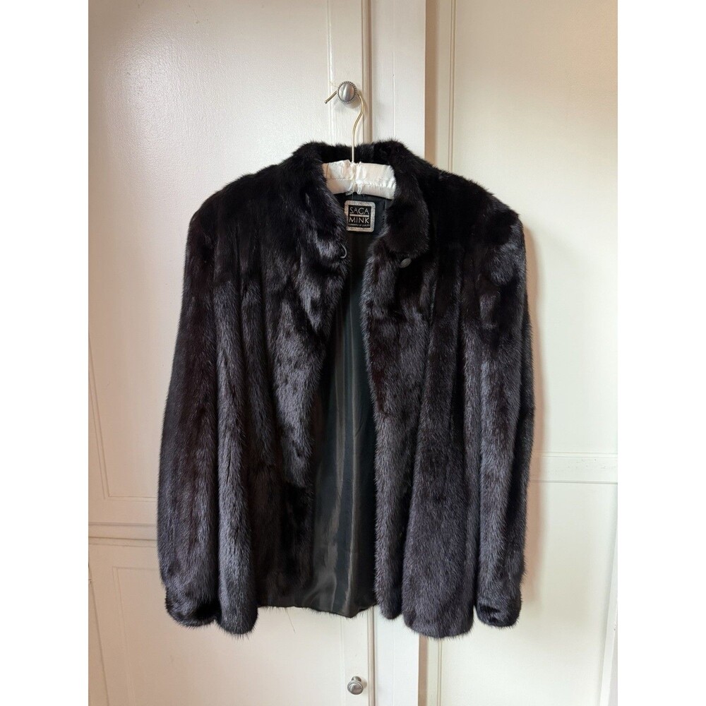Vintage Saga Mink Genuine Black Mink Fur Jacket – 1983 May Co. Los Angeles